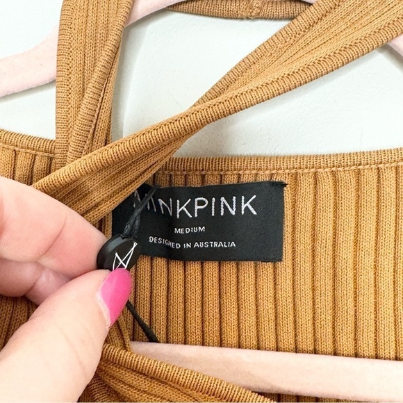 NWT MINK PINK Gianna Rib Top Pecan XS - Picture 4 of 5